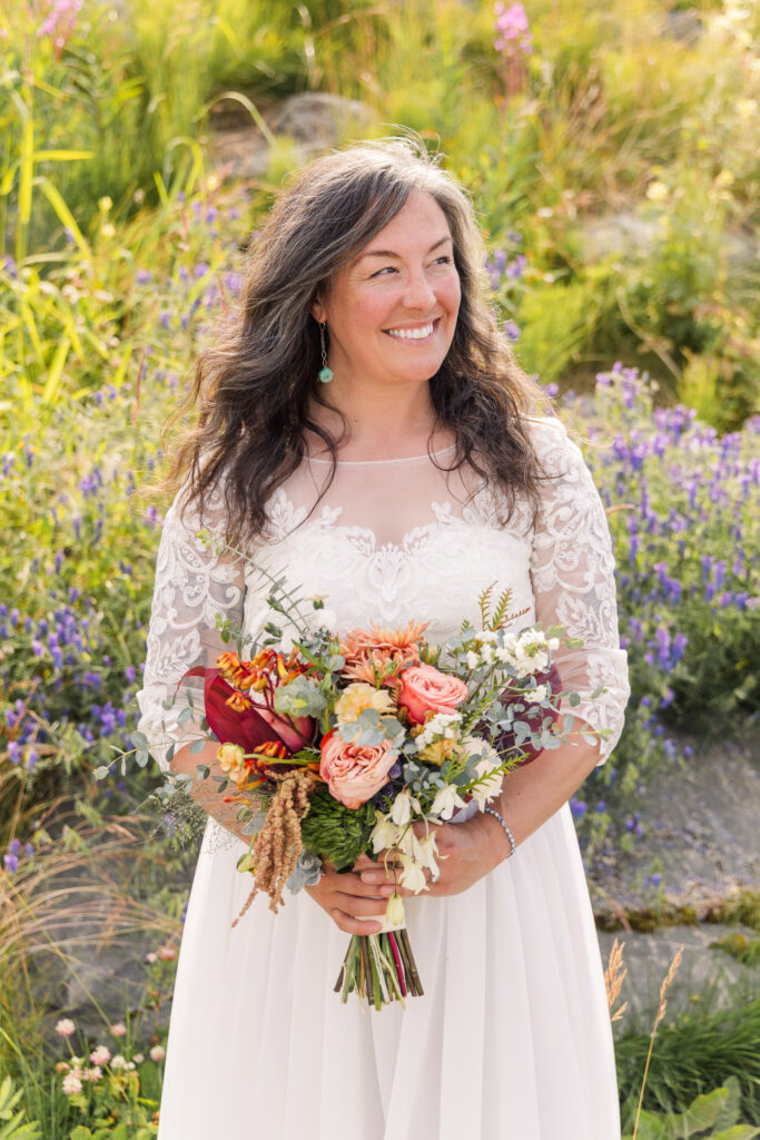 Bridal portrait after Alaska elopement ceremony